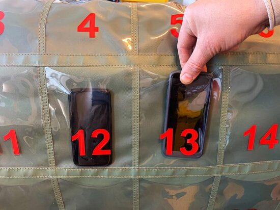 Phone holder curtain