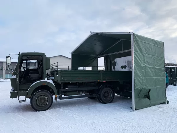 aluminum frame army tent with car